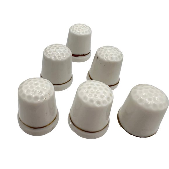 Clown Thimble Bone China Porcelain Lot of 6 Vintage - Picture 10 of 10